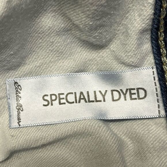 Eddie Bauer Dark Wash Curvy Bootcut 5-Pocket Tan Contrast Stitching Jeans-Size 8 - Picture 12 of 16